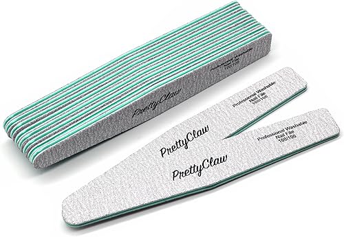 PrettyClaw  10 limas de uñas profesionales de grano 100100, limas de uñas acrílicas de diamante de cebra de doble cara, centro de plástico, tablero