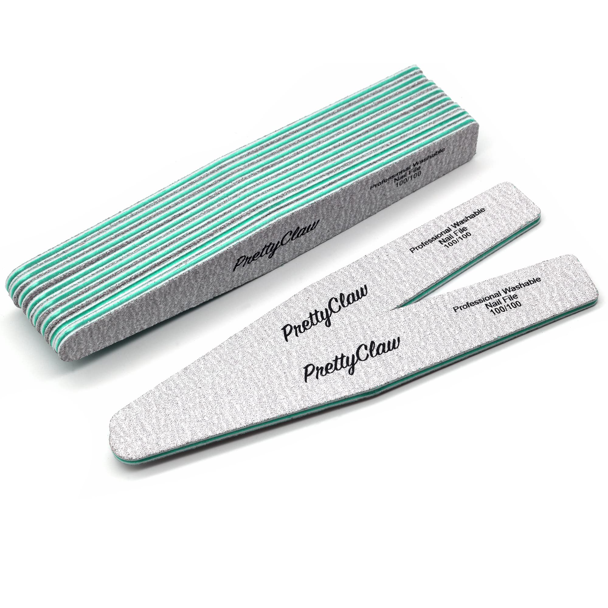 PrettyClaw | 10pc Professional Nail File 100/100 Grit Zebra Diamond Acrylic Nail Files Plastic Center Double Sided Zebra Emery Board for Nails