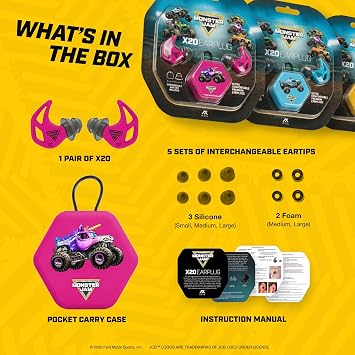 AXIL Monster JAM X20 Earplugs, Dual Noise Ear Protection, Sparkle Smash