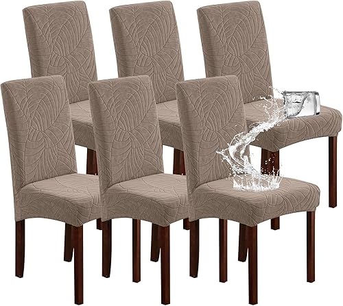 Genina - Fundas impermeables para sillas de comedor, fundas elásticas de Jacquard, extraíbles y lavables, protector de silla para cocina, hotel,