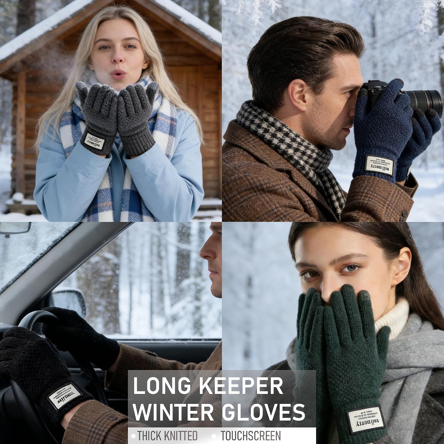 Long Keeper Winter Touchscreen Gloves for Women Men Touch Screen Texting Soft Knit Warm Stretchy Gloves