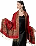 Achillea Elegant Reversible Paisley Border Pashmina Shawl Wrap Scarf