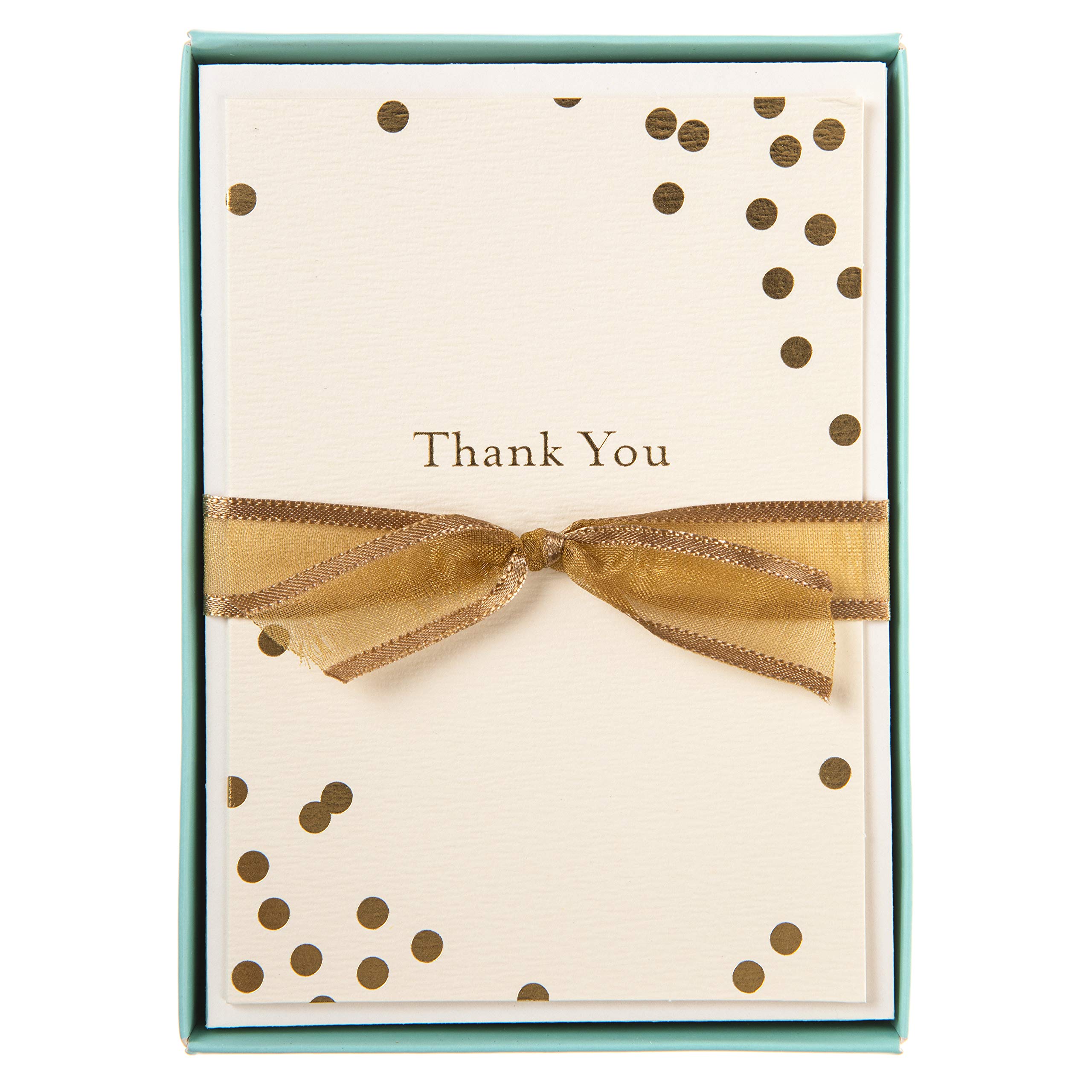 Graphique Box of Thank You Cards, Confetti - Includes 10 Cards with Matching Envelopes and Storage Box, Cute Stationery Made of Durable Heavy