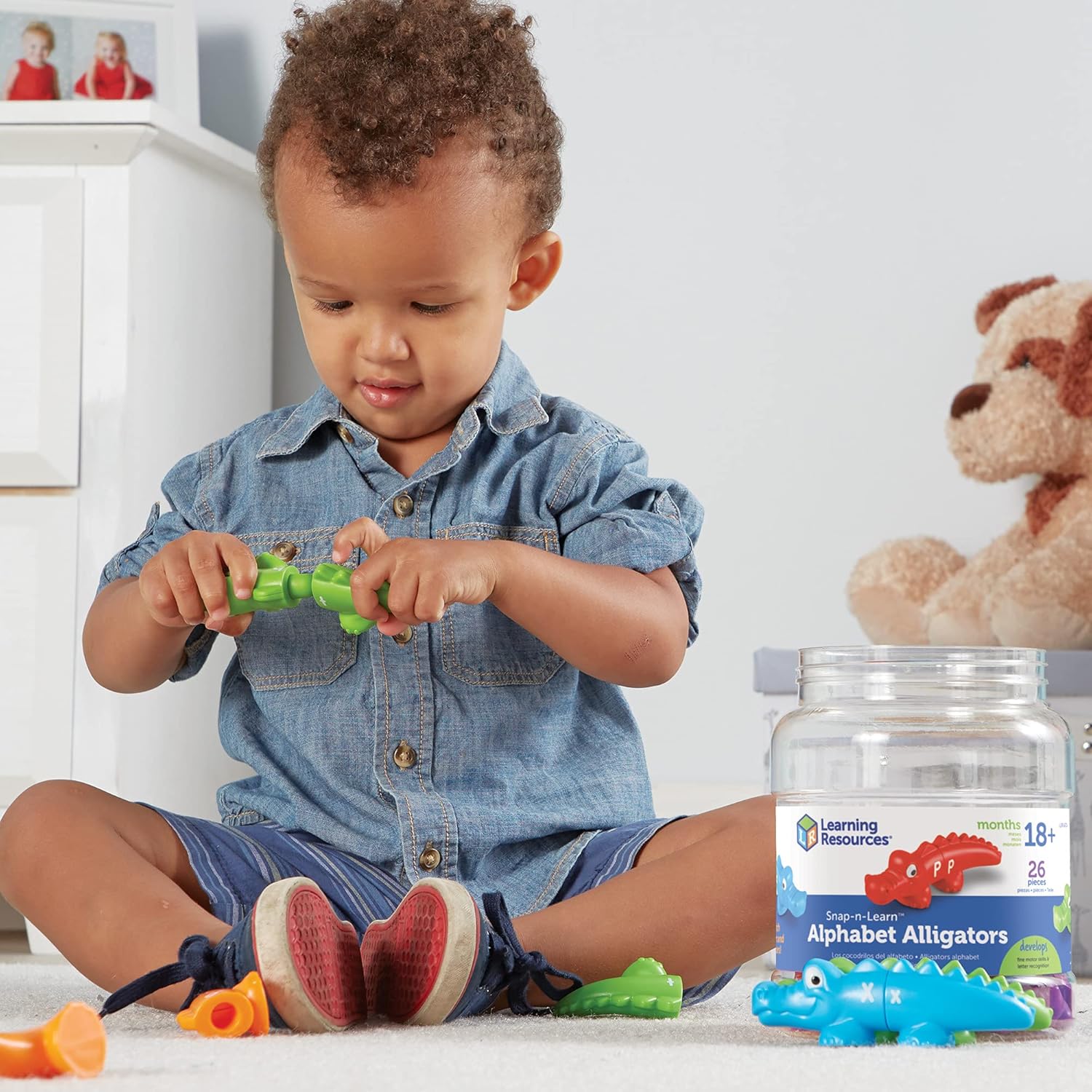 Learning Resources Snap-n-Learn Alphabet Alligators - 26 Double-Sided Pieces, Ages 18+ Months Toddler Learning Toys, Alphabet Learning for Toddlers, Preschool Learning Toys : Toys & Games