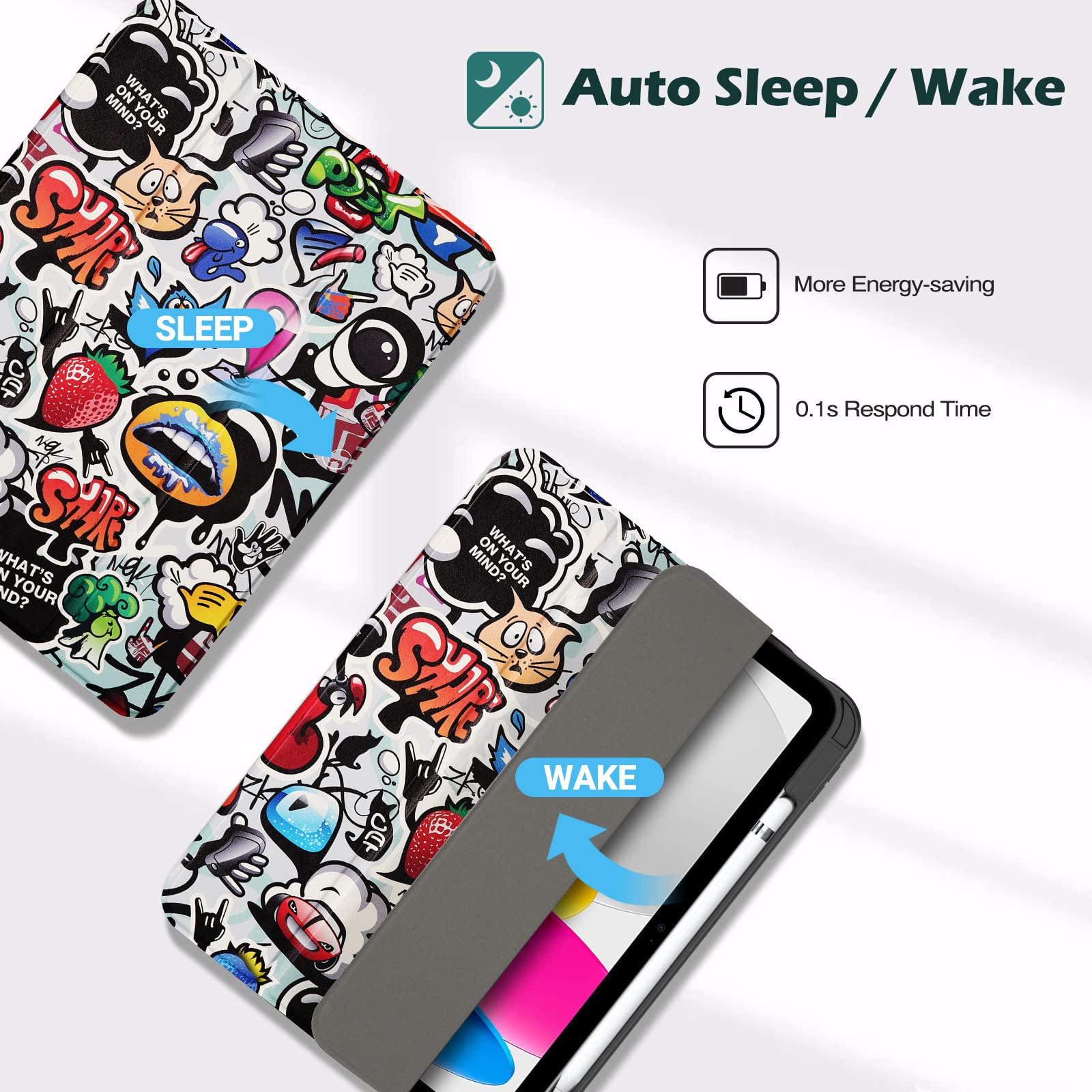 ProCase per iPad 10a Generazione Custodia 2022 [A2696 A2757 A2777], 10,9 Pollici Sottile Custodia Protettiva Leggera Smart Cover per iPad 10, Auto Sveglia/Sonno - Manga Nero
