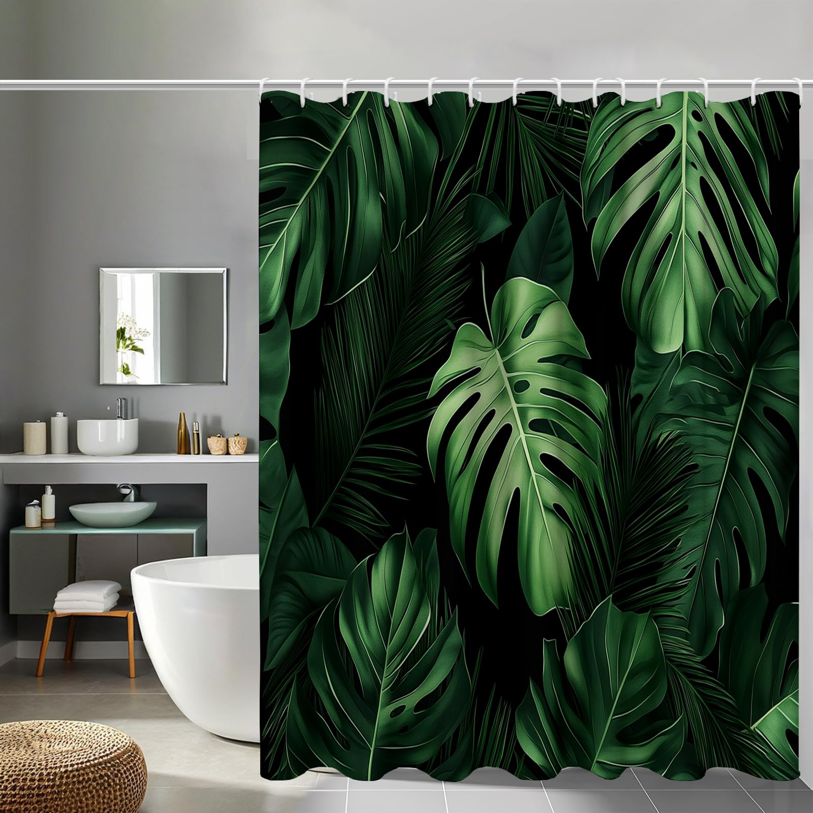 Rideau de douche 180x200 lavable machine avec 12 crochets
