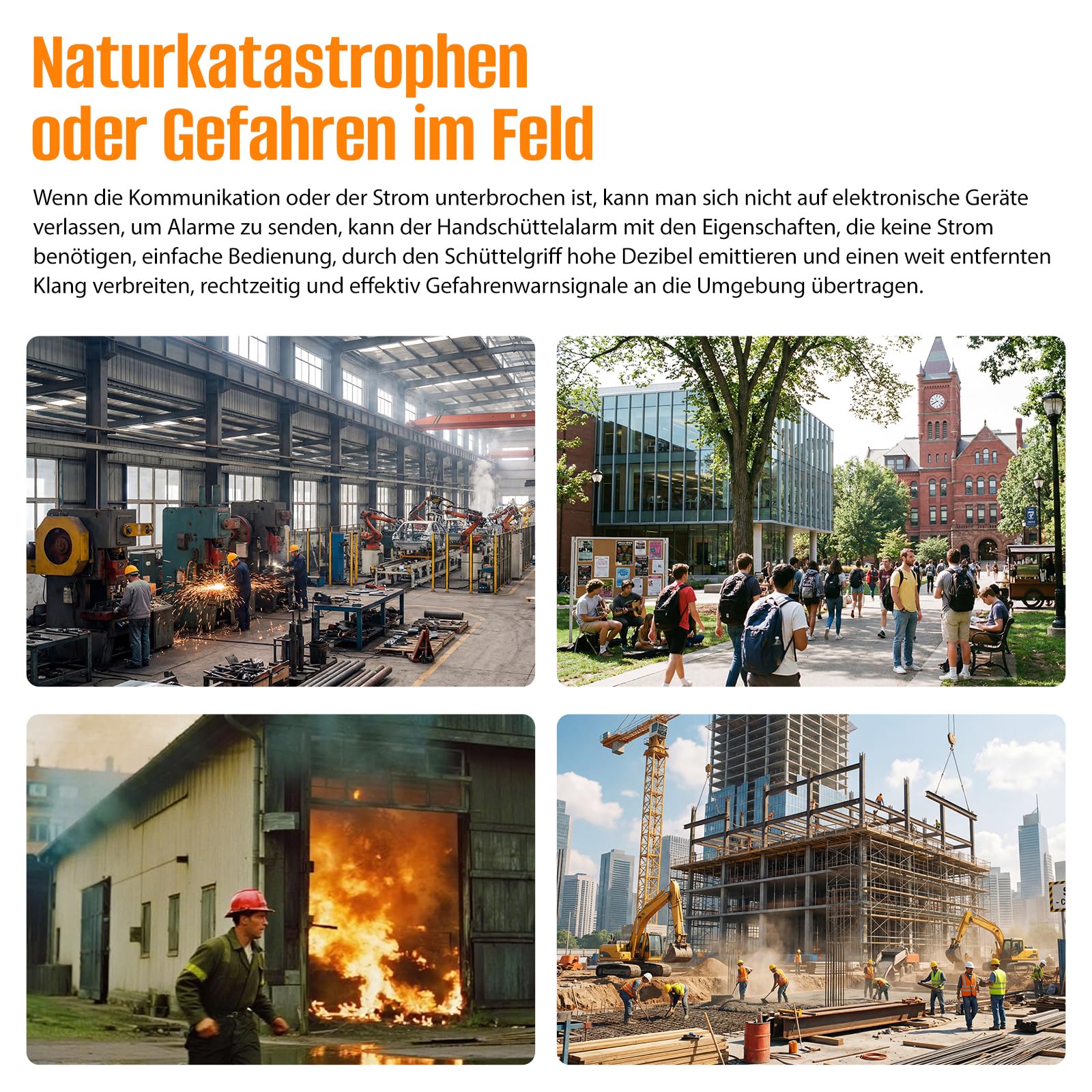 110dB Handsirene, Sirene Mit Handkurbel, Tragbarer Handkurbel-Alarm, Luftschutzsirene Manuelle Sirene für Fabriken, Schulen, Militärlagern unter freiem Himmel, Bergrettungs