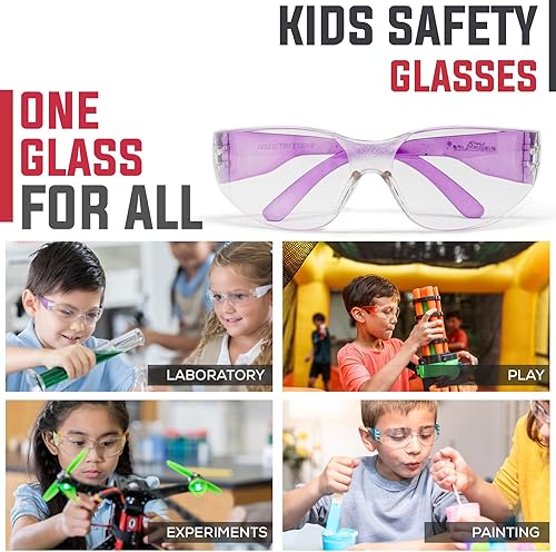 Miniatura 8 de BISON LIFE Gafas de seguridad para niños, gafas protectoras para niños a granel, ANSI Z87.1, gafas de seguridad para niños, paquete de gafas de