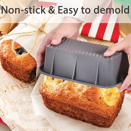 Miniatura 3 de Fchil Silicone Bread Loaf Pan, Silicone Bread Baking Mold, Nonstick Large Loaf Pan for Banana Bread Homemade Bread Cake Toast Meatloaf (9.8 x 5.7 x