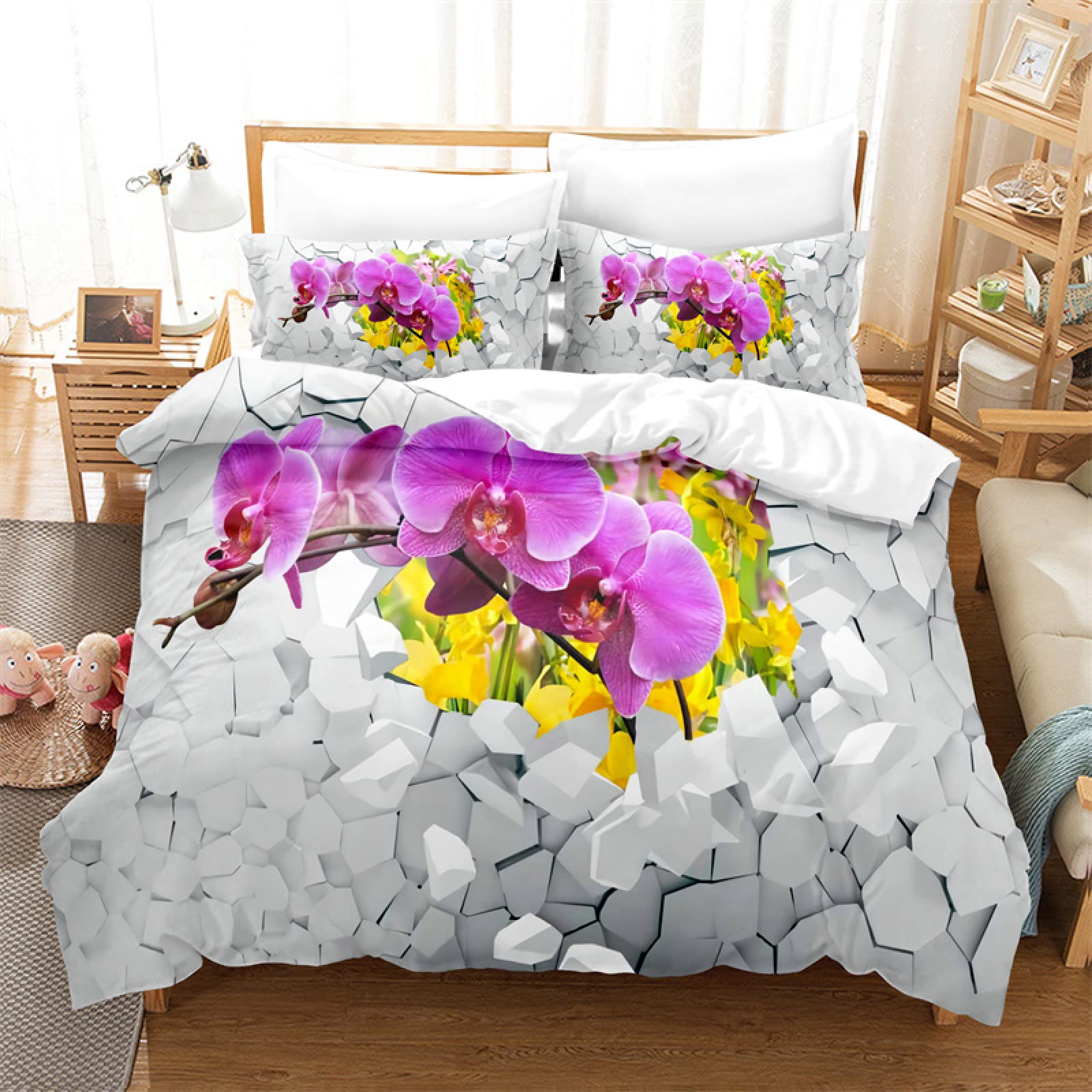 Housse de couette 160x200 fermeture éclair pratique en microfibre 110g/㎡