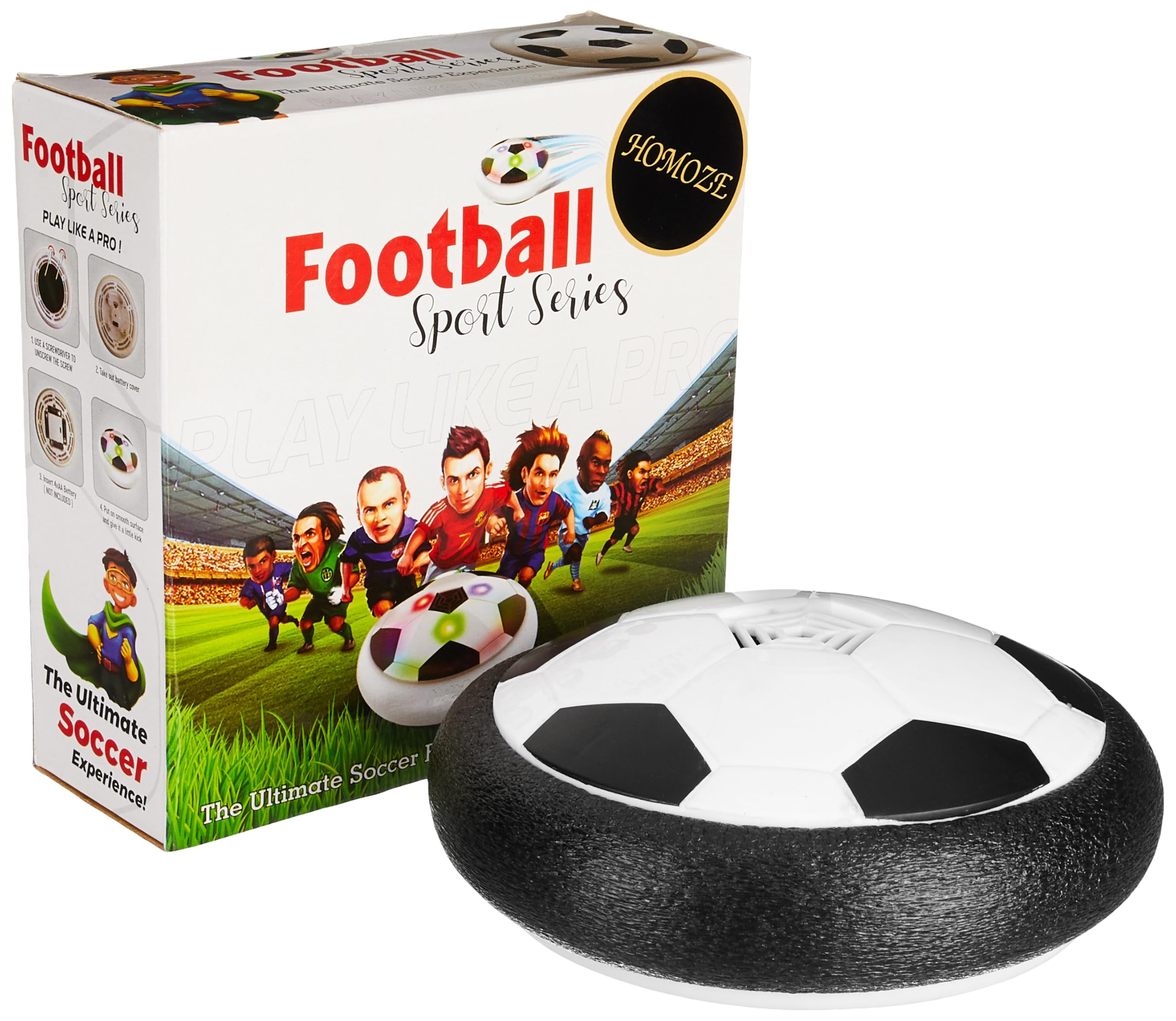 HOMOZE Magic Air Soccer Plastic Hover Football | Powered Suspended Hover Soccer Ball - Disc with Foam Bumpers Colorful LED Lights Toys Adventurous air Power & Light up Ball (Multicolor)