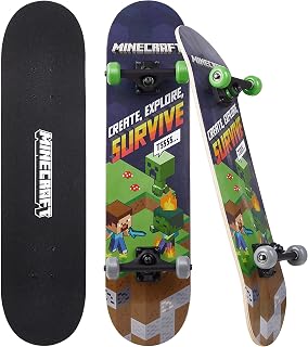 Voyager Minecraft 31 Inch Skateboard - 9-Ply Maple Deck for Beginners, Cruising, Carving, Tricks & Downhill