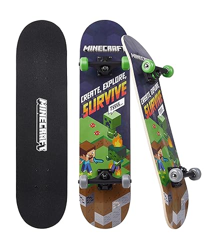 Skateboard with Printed Graphic Grip Tape - Great for Kids and Teens, Cruiser Skateboard with ABEC 5 Bearings, Durable Deck, Smooth Wheels