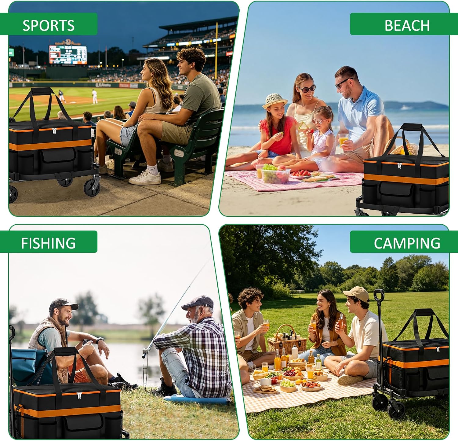 2-in-1 Rolling Cooler with Wheels, 100 Cans Large Insulated Rolling Cooler, Detachable Design, Insulated 100% Leakproof Wheeled Cooler Bag for Beach Camping Picnic Travel