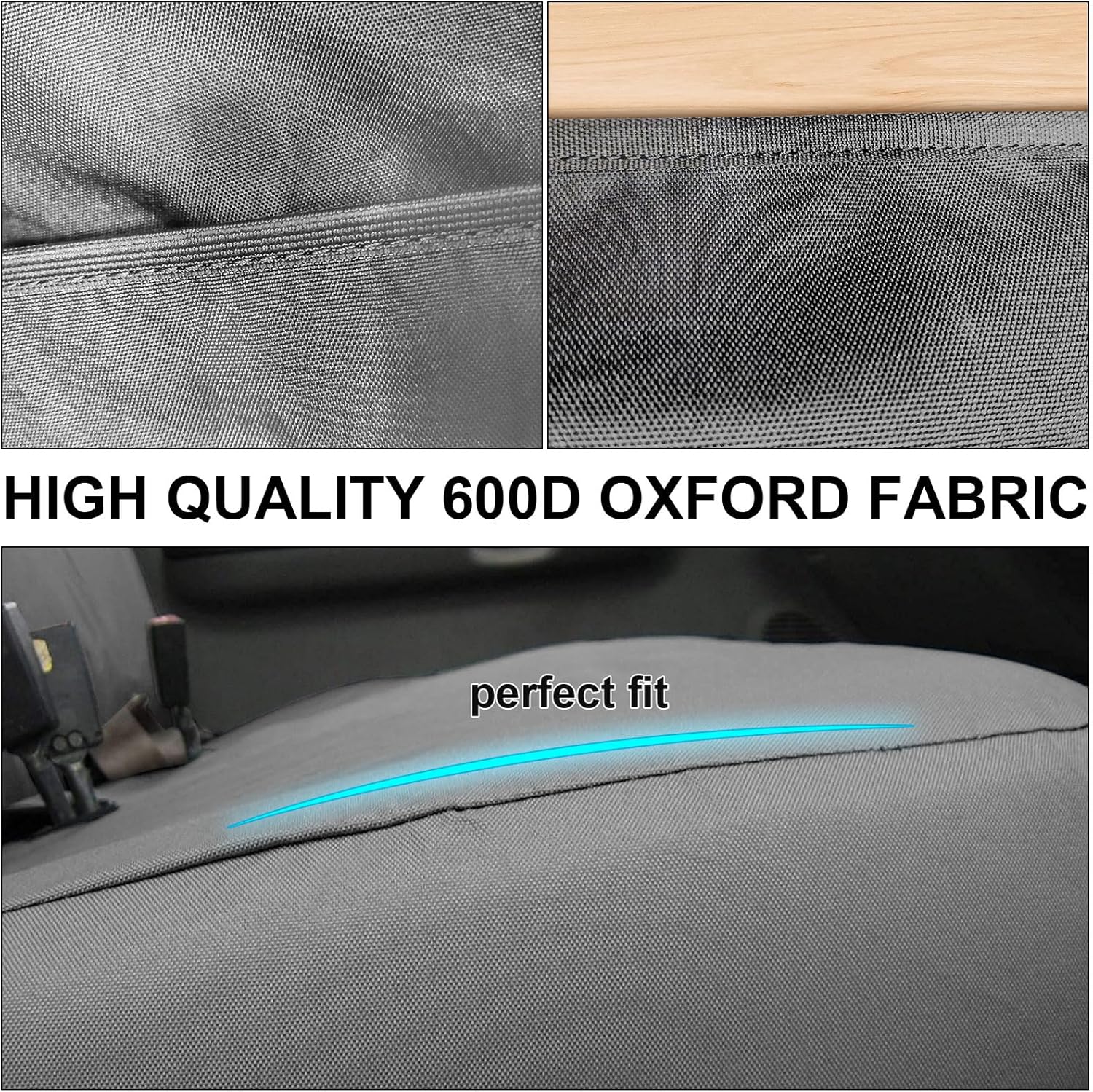 Front Bench Seat Cover Compatible with 1999-2007 Ford F250/F350/F450/F550 Work Truck with Front Solid Bench Seat, 600D Oxford Cloth Heavy Duty Waterproof Non-Slip Custom-fit Front Bench Seat Cover