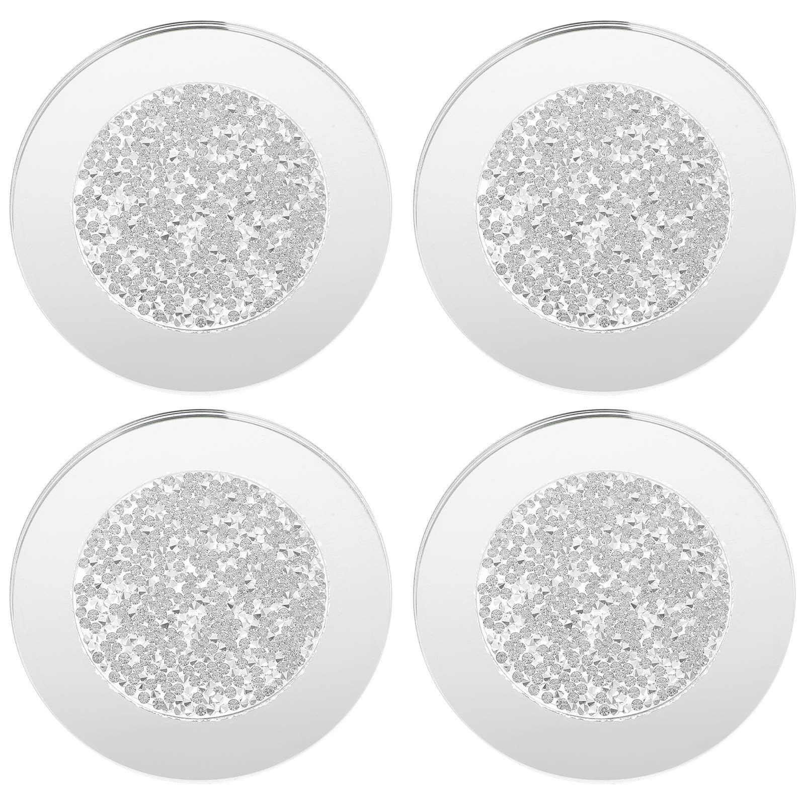 Sous-verres ronds en verre transparent argenté contre les taches de chaleur