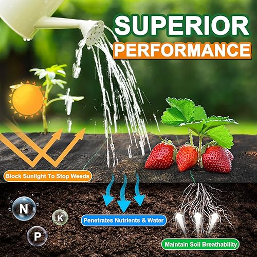 Miniatura 4 de Winisok Tela de barrera de malezas resistente, 4 x 50 pies, tela de jardín duradera para control de malas hierbas para jardinería, agricultura, tela