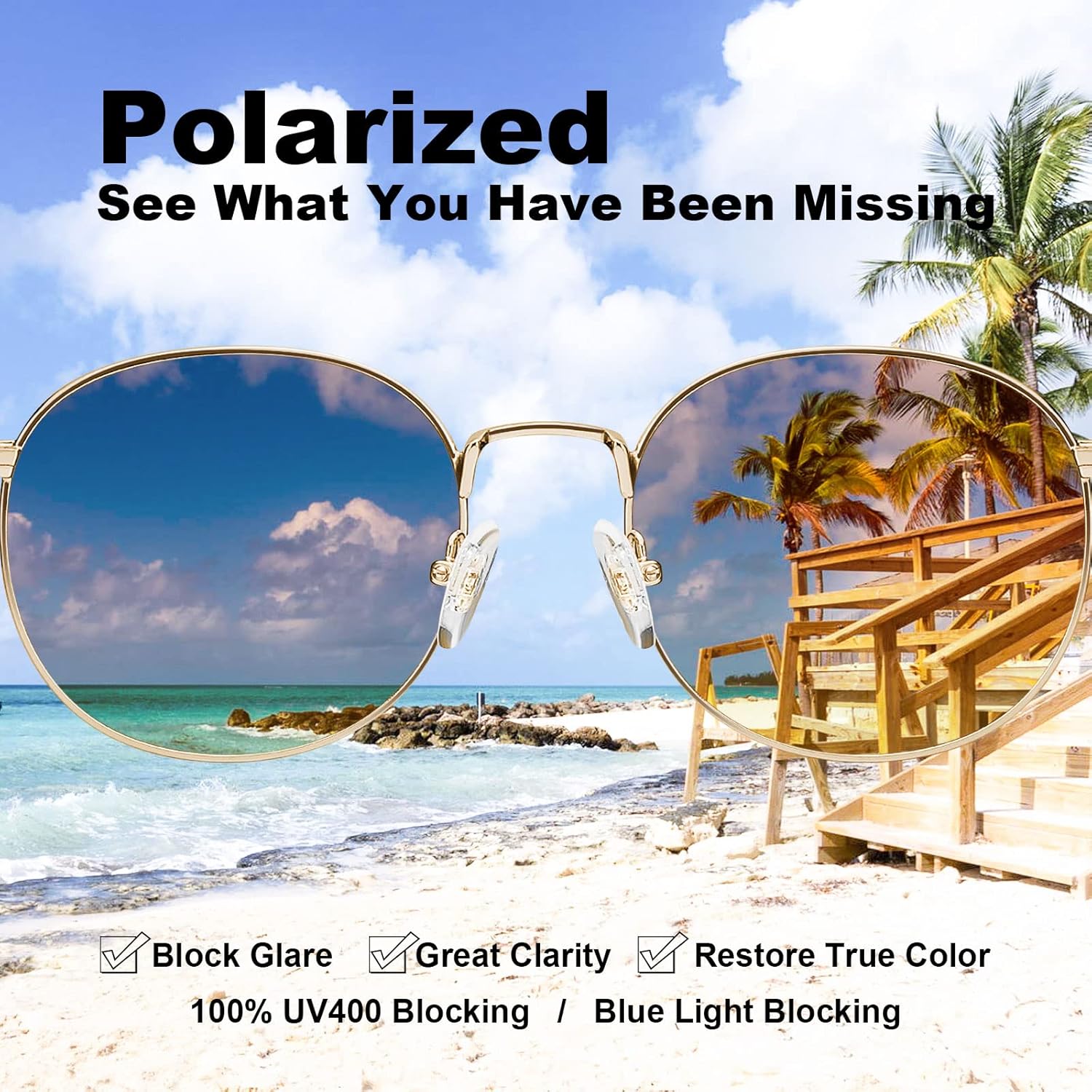 CARFIA Small Round Polarized Sunglasses for Women UV Protection CA1947