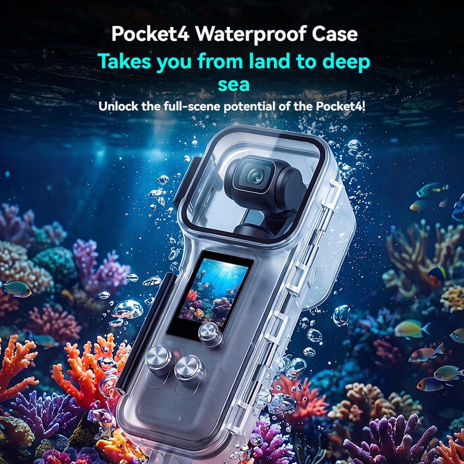 Wasserdichtes Gehäuse für DJI Osmo Pocket 4 Handheld Gimbal Kamera, Rundumschutz Hartschale Abdeckung mit gehärtetem Glas Linse, stoßfestes staubdichtes Gehäuse für Unterwasser/Vlogging/Reisen