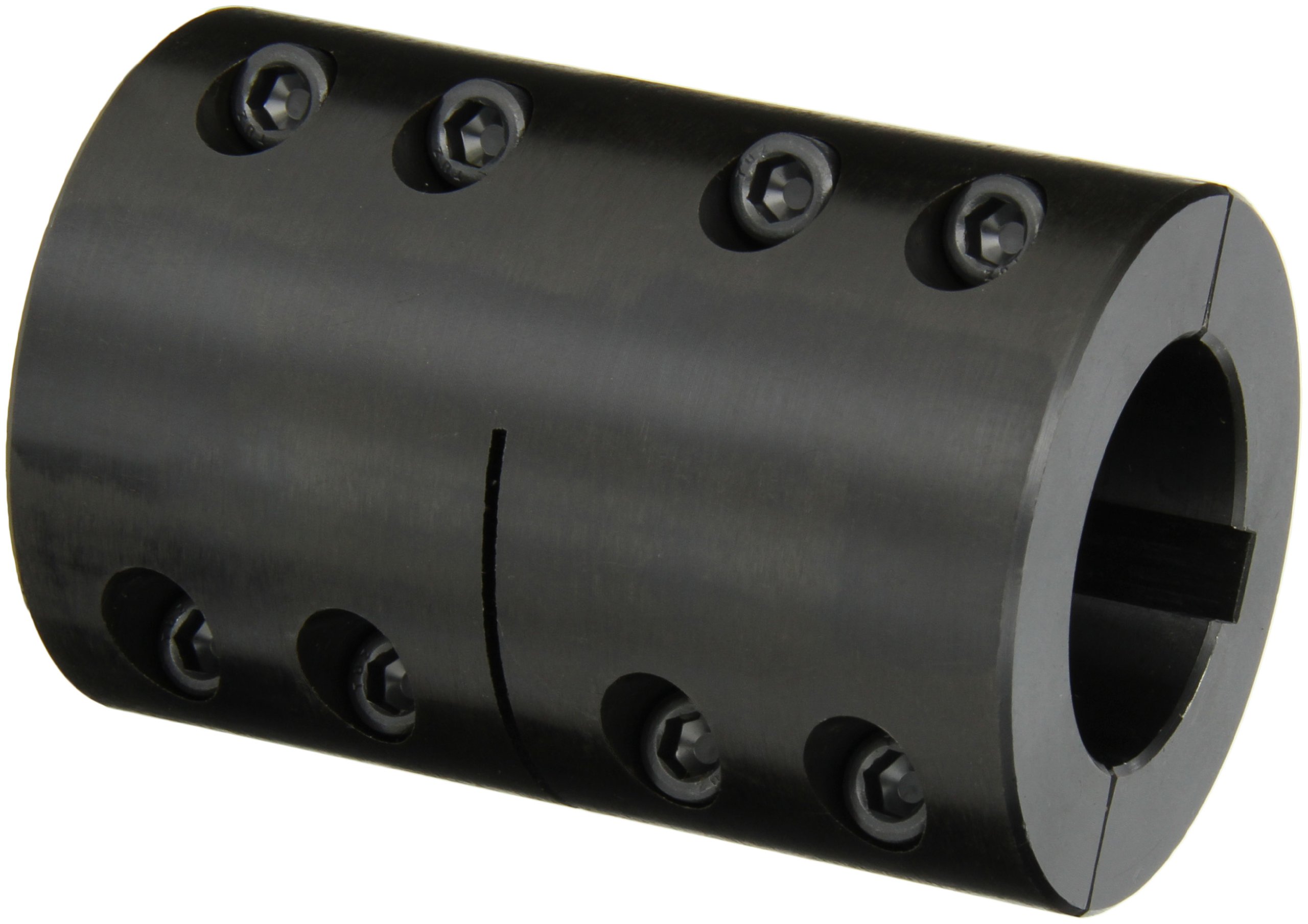 Climax Part 2CC-175-175-KW Mild Steel, Black Oxide Plating Clamping Coupling, 1 3/4 inch X 1 3/4 inch bore, 3 inch OD, 4 1/2 inch Length, 5/16-24 x 1 Clamp Screw