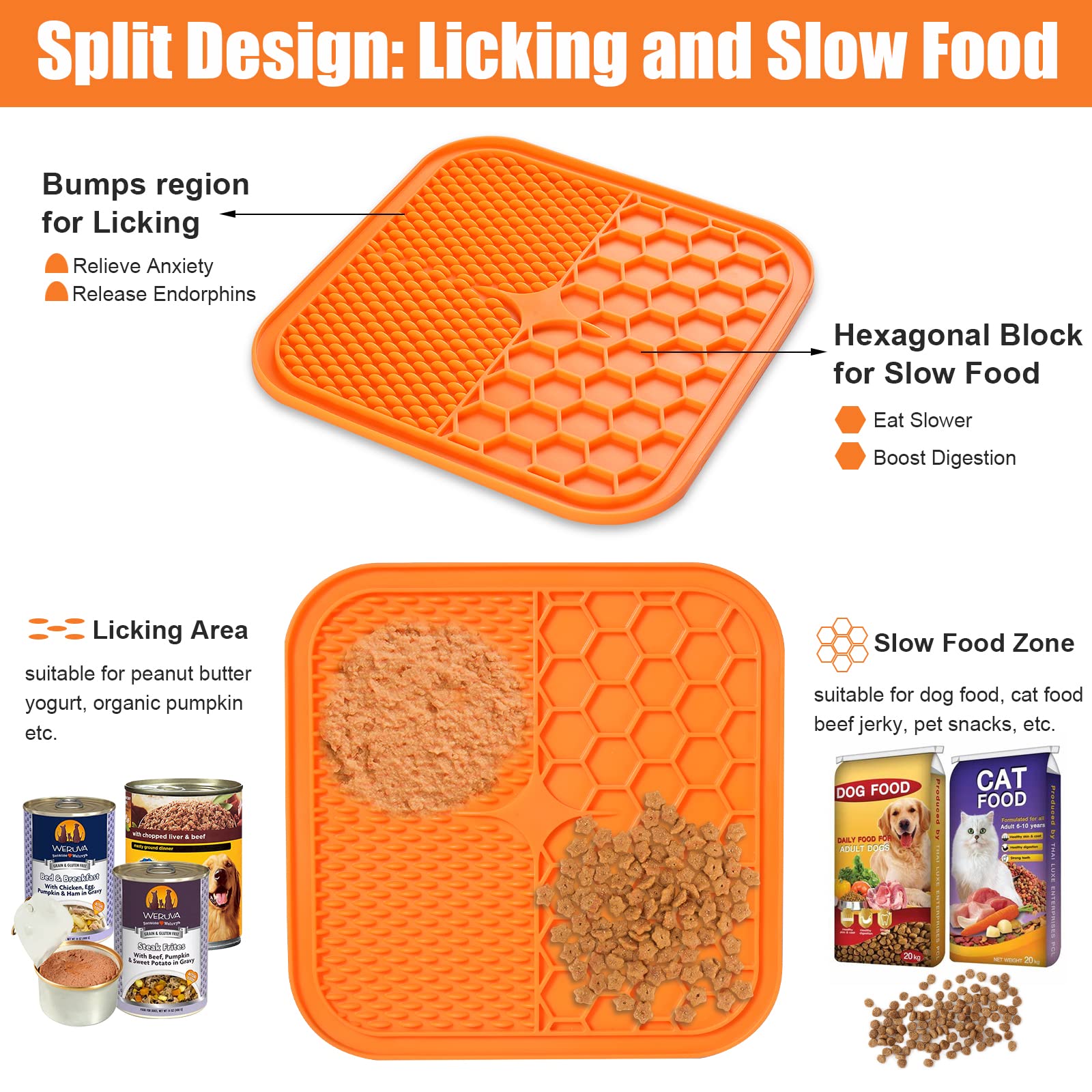 AiQInu Lick Mat per Cani con Ventosa,2 Pezzi Tappetino per Leccare Cane senza BPA Alimentatore Lento con 1 Spatola in Silicone,Ventose Extra forti per il Bagno,Toelettatura,Addestramento e Curarlo