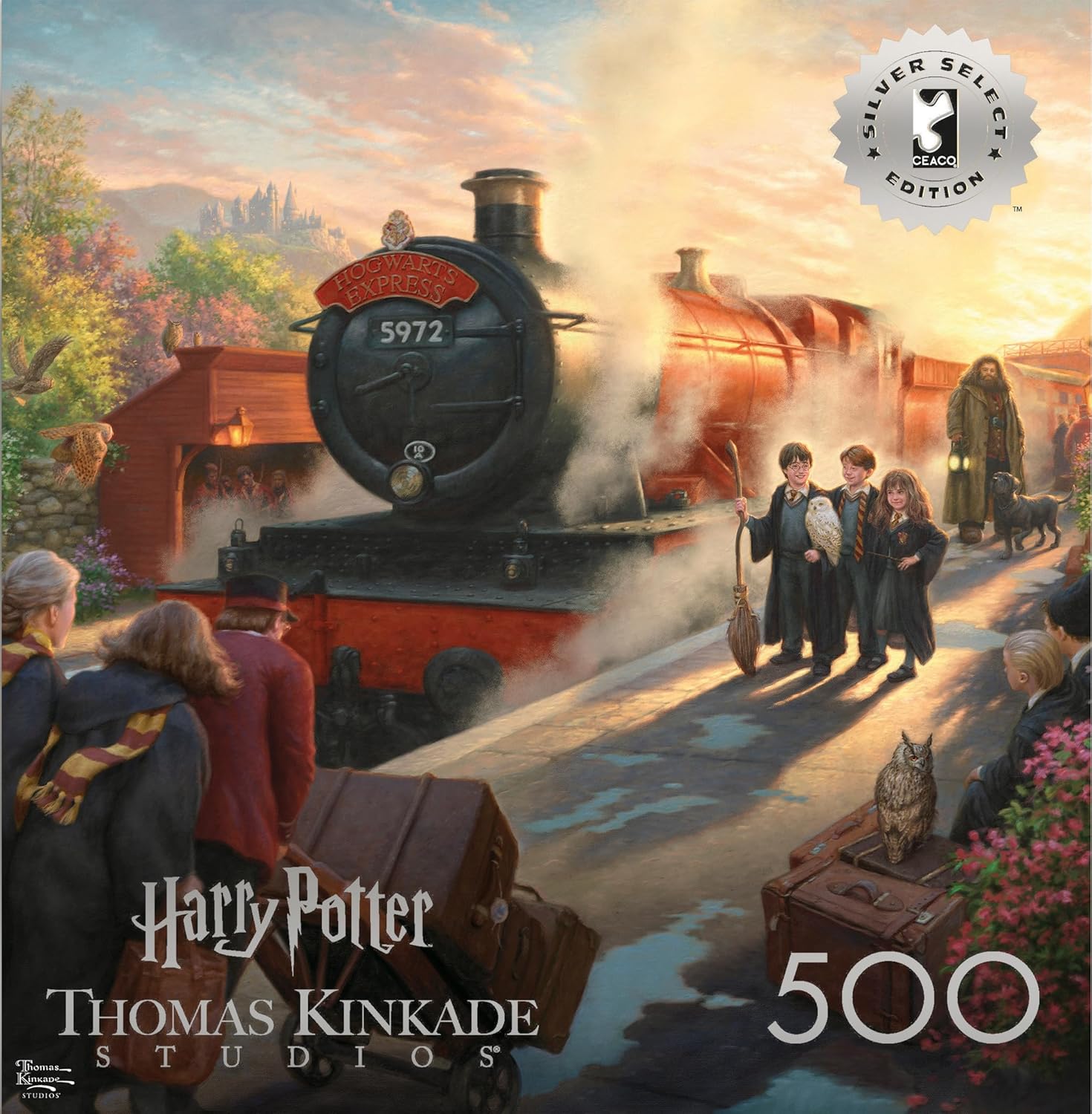 Buffalo Games Harry Potter - Thomas Kinkade Studios - Hogwarts Express - 500 Piece Jigsaw Puzzle - Silver, 21.25 x 15 in - Puzzles for Adults - Adult Jigsaws - Harry Potter Artwork