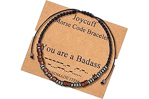Personalized Inspirational Morse Code Bracelet, YOU ARE A BADASS Engraved Jewelry with...