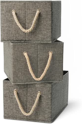 Amazon Basics Foldable Storage Bins with Rope Handles, Closet Organizers,
