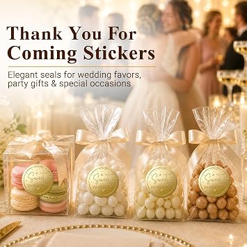 100 x A Sweet Thank You Embossed Sticker Labels Wedding Party Shower Favor Raised Gold Foil Stickers Sweet Treat Sticker for Wedding 1.57 (Gold)