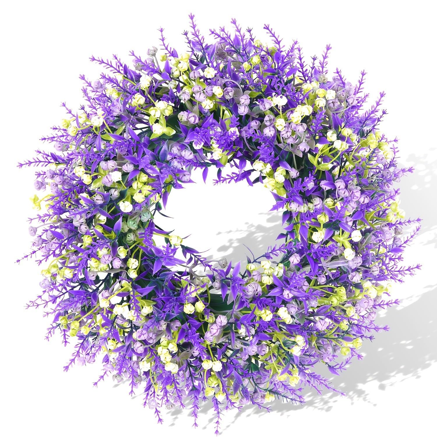 Couronne florale lavande artificielle déco murale extérieure intérieure