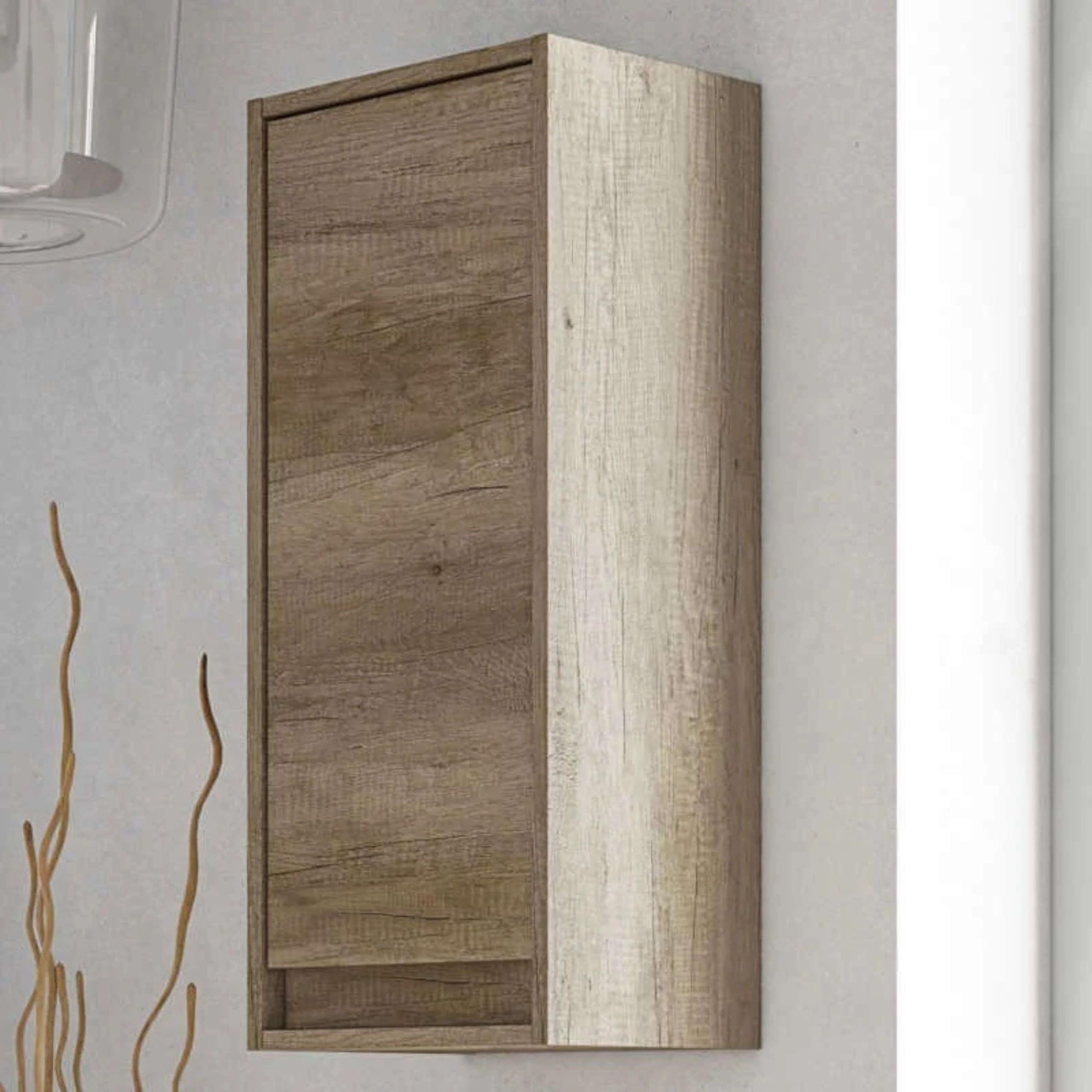 Miroytengo Columna de baño, Lavabo, de Pared, Color nordik, Tirador Integrado, diseño Moderno, Mueble Auxiliar, baño pequeño, 30x26x74 cm