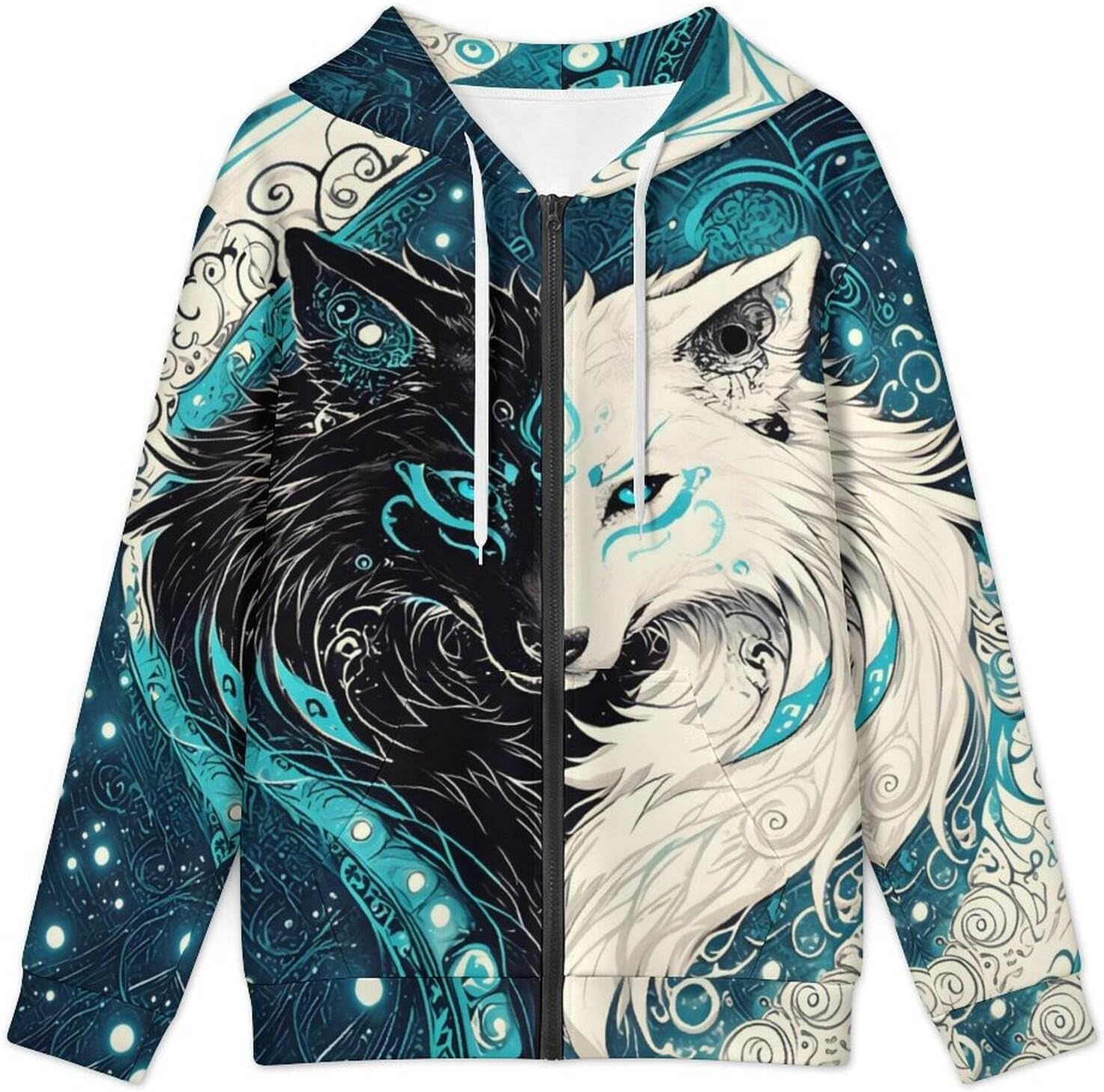 Mens Cool Novelty 3D Graphic Full Zip Up Hoodie Streetwear Oversize Hooded - Image 5