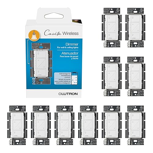 Miniatura 1 de Lutron Caseta PD-6WCL-WH - Regulador de intensidad inteligente para luces de pared y techo, 10 unidades, color blanco