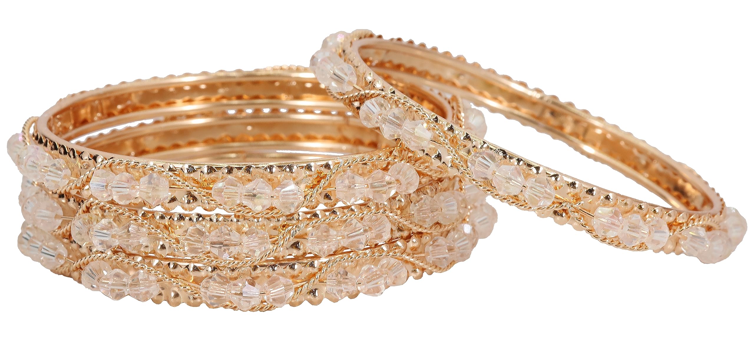 NMII Alloy Metal Golden Bangles Set For Girls & Women Studded Pearls and Chain | Stylish Bangles Bracelet | Fancy Metal bangles | Womens Jewellery | (Pack of 4), (MAH55_10479-Gold-2.4) (B0CD5WDNJP) Amazon Price History, Amazon Price Tracker