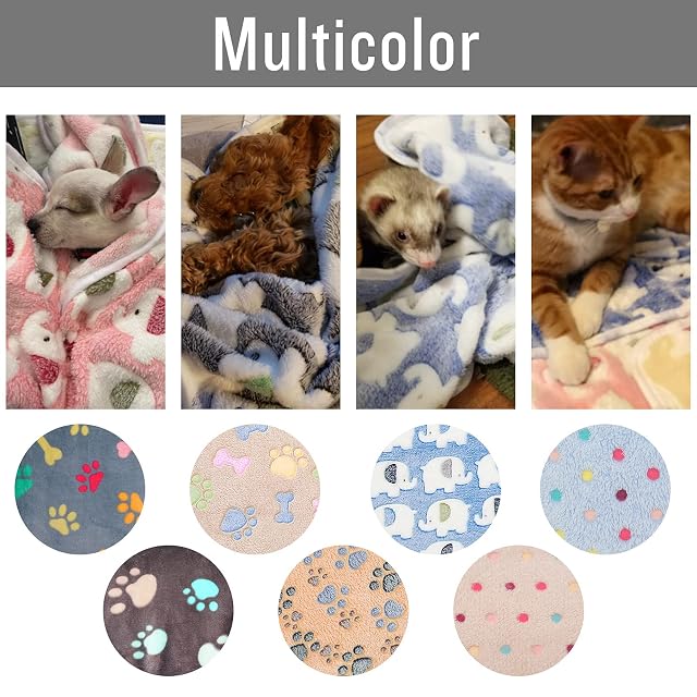 Foto 6 de 6 de luciphia 3 Piezas de Paquete Mantas para Perros Gatos Mascotas Paños Estampados y Suaves Gris Patas…