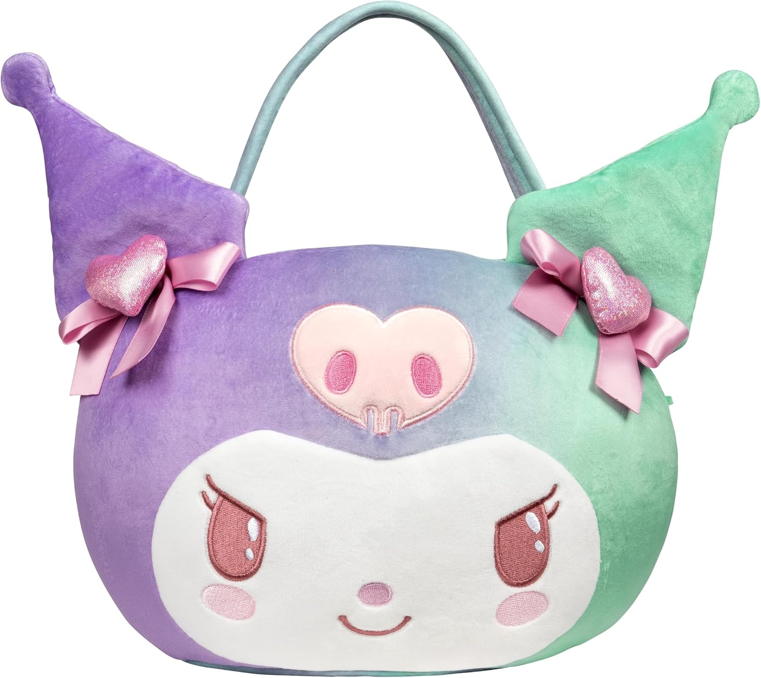 Jazwares Costume Play Hello Kitty and Friends Official Kuromi Heart Pail Accessory - 12-Inch Embroidered Treat Pail with Character Design and Carry Handle Kuromi (Heart)