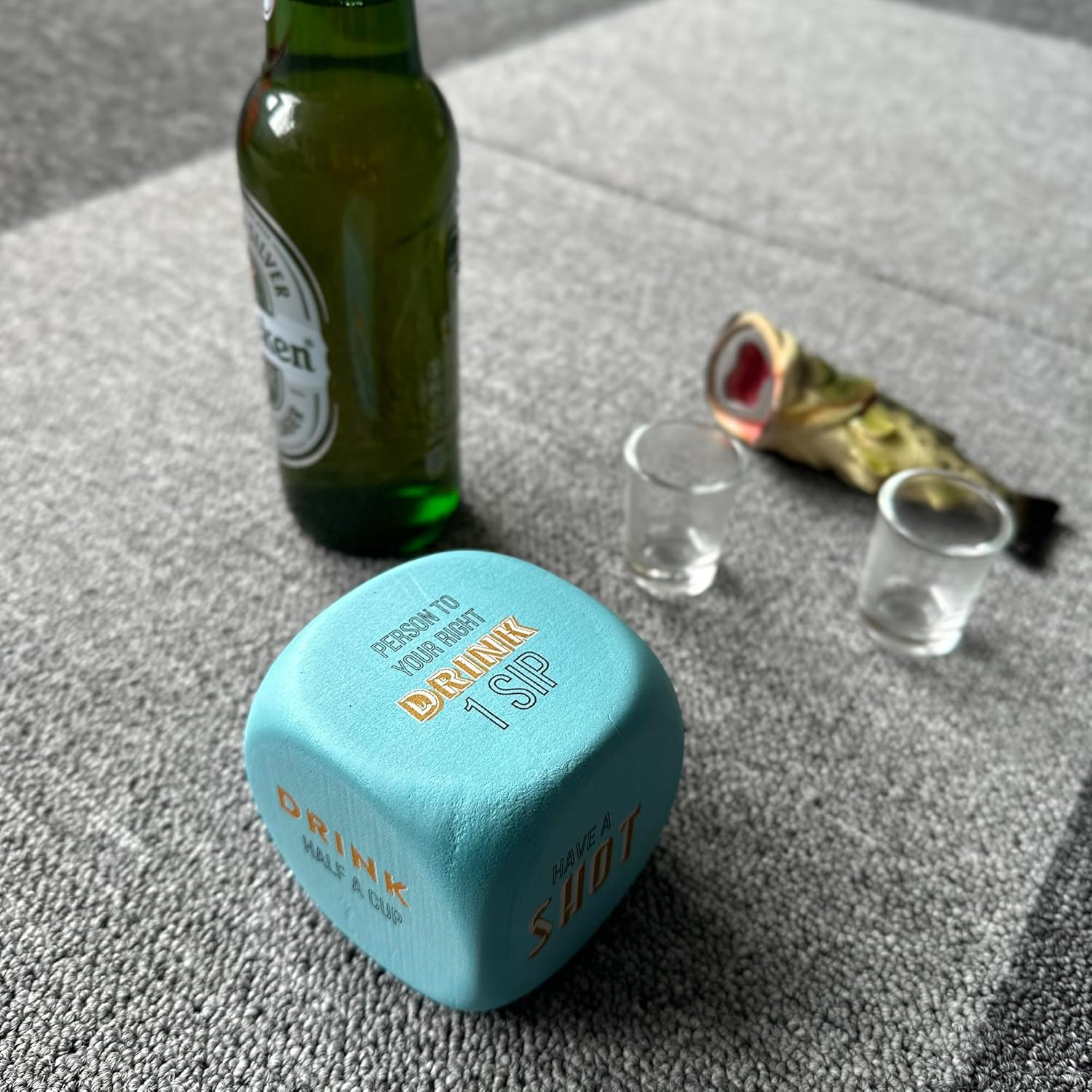 Large Drinking Dice Game for Adults Party, 2.75”Giant Fun Beer Dice Bar Game Jumbo EVA Foam Dice, Travel Bachelorette Game(Blue)