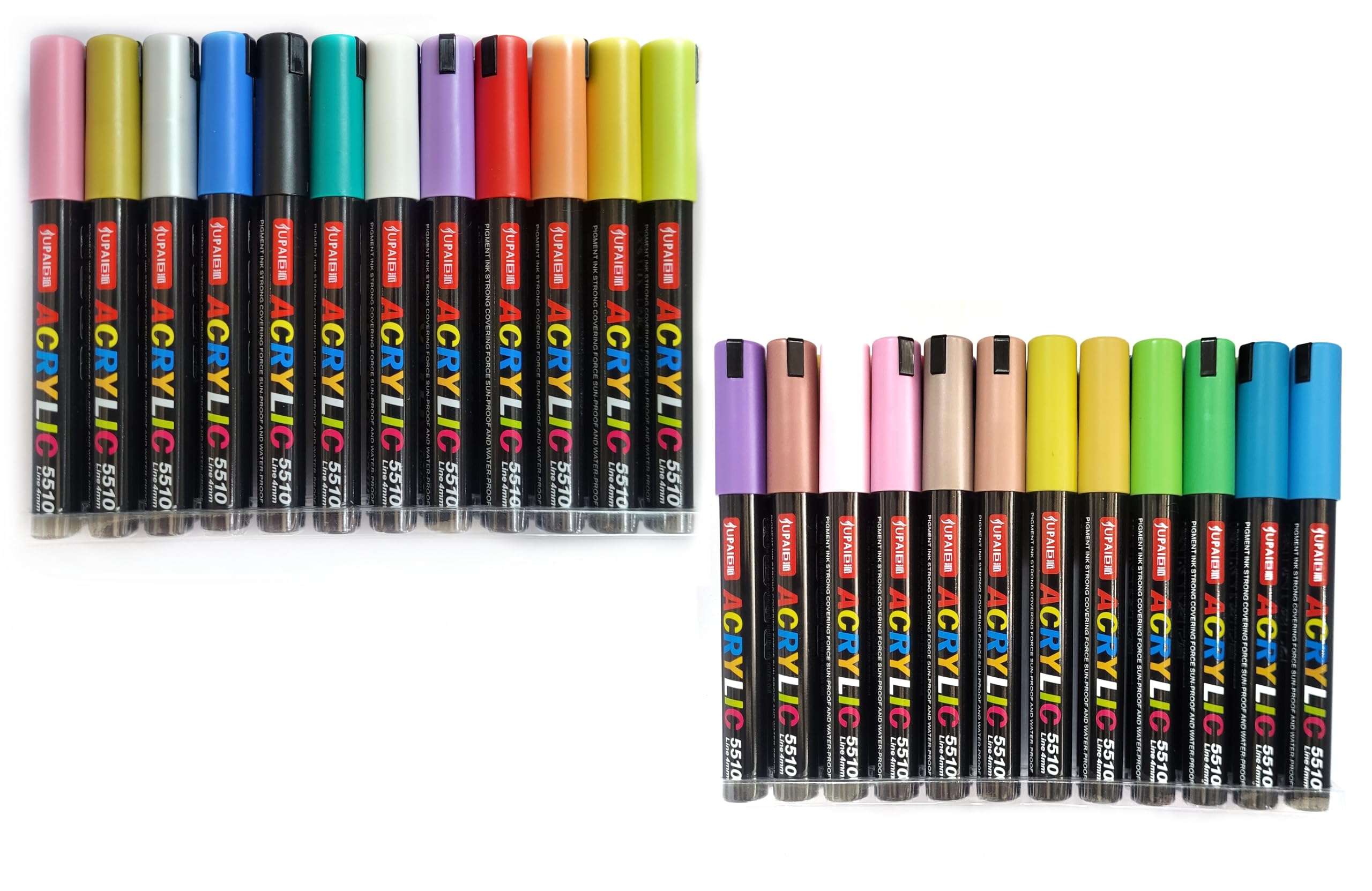Craftacious Acrylic Paint Markers for all Clothes Canavs Glass Metal Paper Surface with Water-proof Sun-proof Safe Ink 4mm Line (Pack of 24)