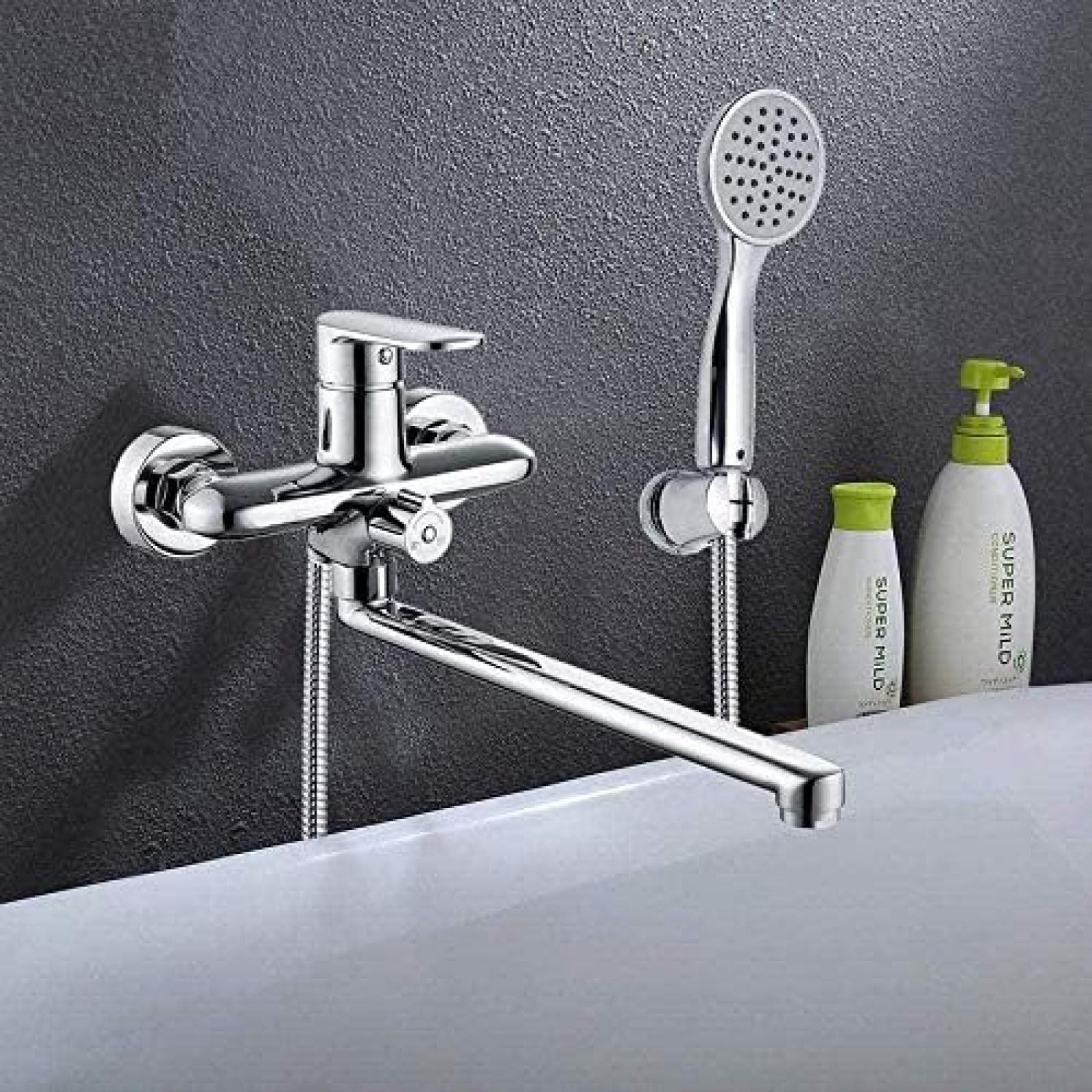 Robinet de baignoire avec ensemble de douche et mitigeur mural