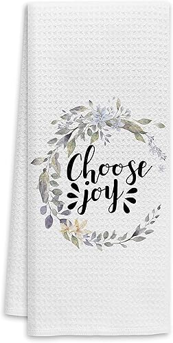 Voatok Choose Joy Farmhouse - Toallas de cocina y baño con corona floral, toallas de mano y platos, regalos perfectos para adolescentes, mujeres y
