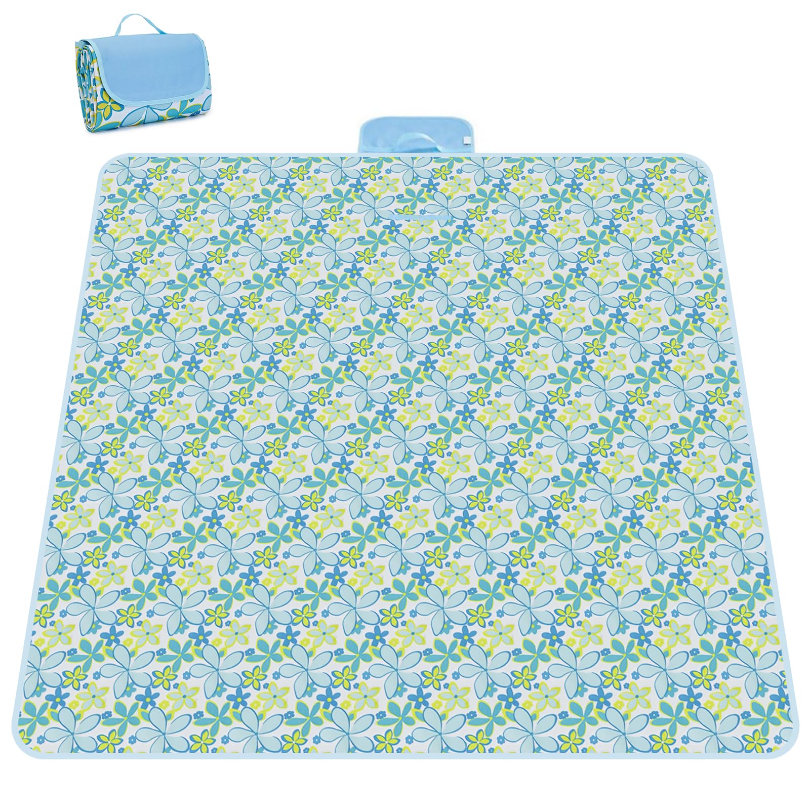 Lacabin Picnic Blanket 77 x 79 Inches Waterproof Oxford Fabric Picnic Blanket Portable and Foldable Outdoor Mat for Camping, Beach, and Family Picnics
