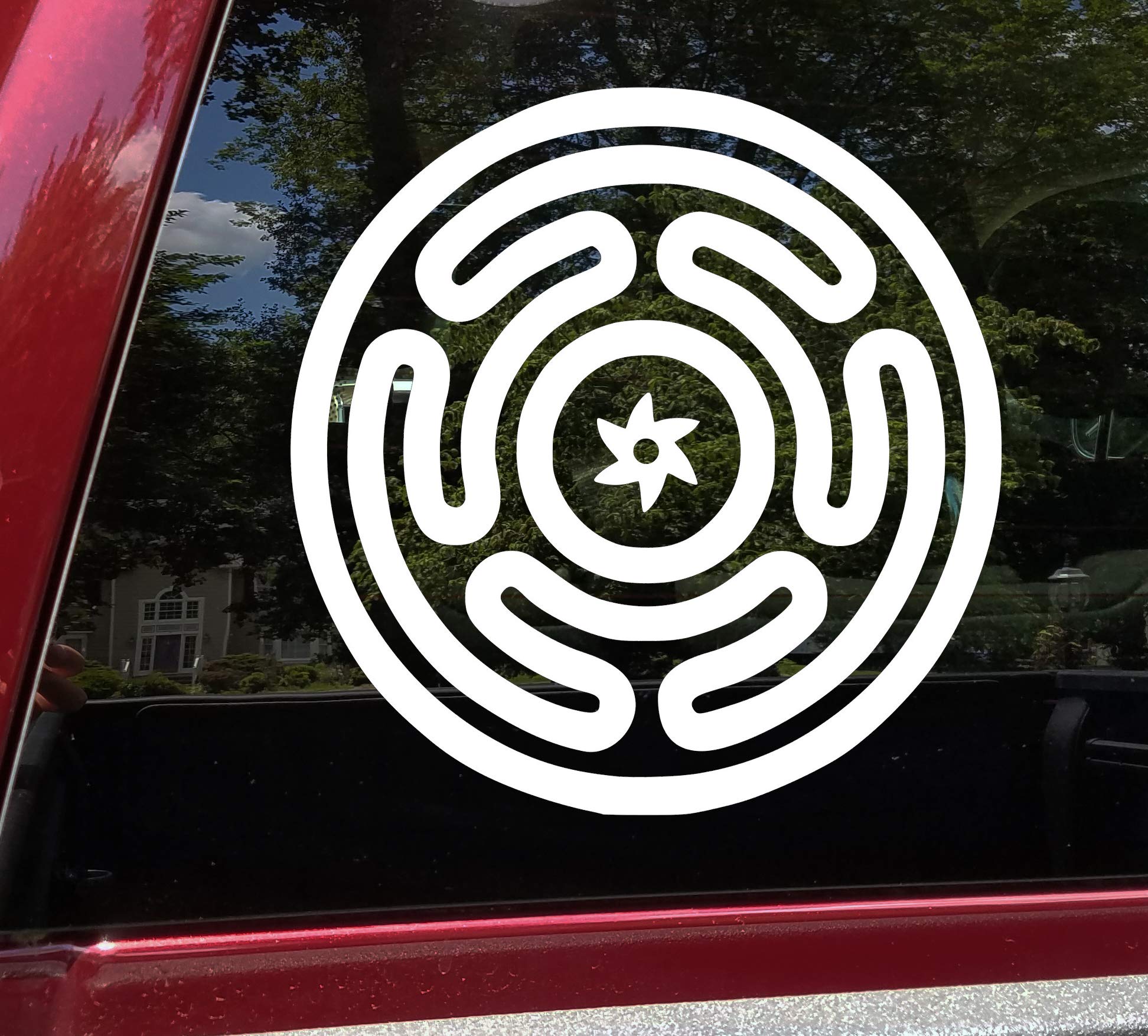 Hecate's Wheel Vinyl Decal V1 - Wiccan Symbol Occult Magical Moon Lunar - Die Cut Sticker - 8w x 8h inches - Turquoise