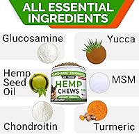 Vista 4 de STRELLALAB Golosinas de cáñamo + glucosamina para perros, suplemento de cadera y articulaciones, con aceite de cáñamo + proteína, condroitina, MSM