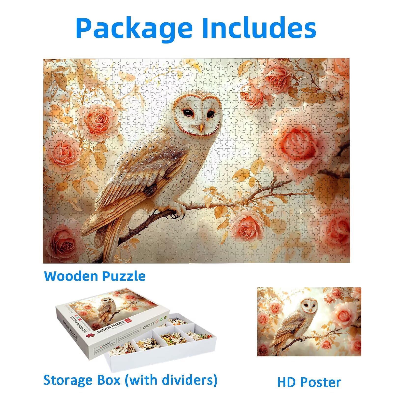 Puzzle dla dorosłych 2000, puzzle sowa dla dorosłych, różowe puzzle z wykwintnym pudełkiem, niemożliwe drewniane puzzle do wystroju pokoju, prezenty dla kobiet, prezenty dla mężczyzn, -1356