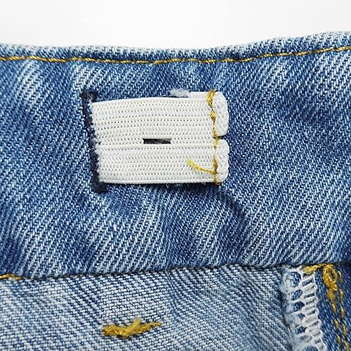 Miniatura 5 de KIDSCOOL SPACE Overol de mezclilla rasgado para niñas, 3 botones, banda elástica rasgada en el interior