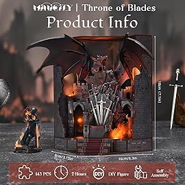 MiniCity Book Nook Kit - DIY Miniature House Kit for Adults, Teens and Beginners, Dollhouse Booknook Library Tiny House Bookshelf Decor, Gifts for Family, Friends (Throne of Blade)