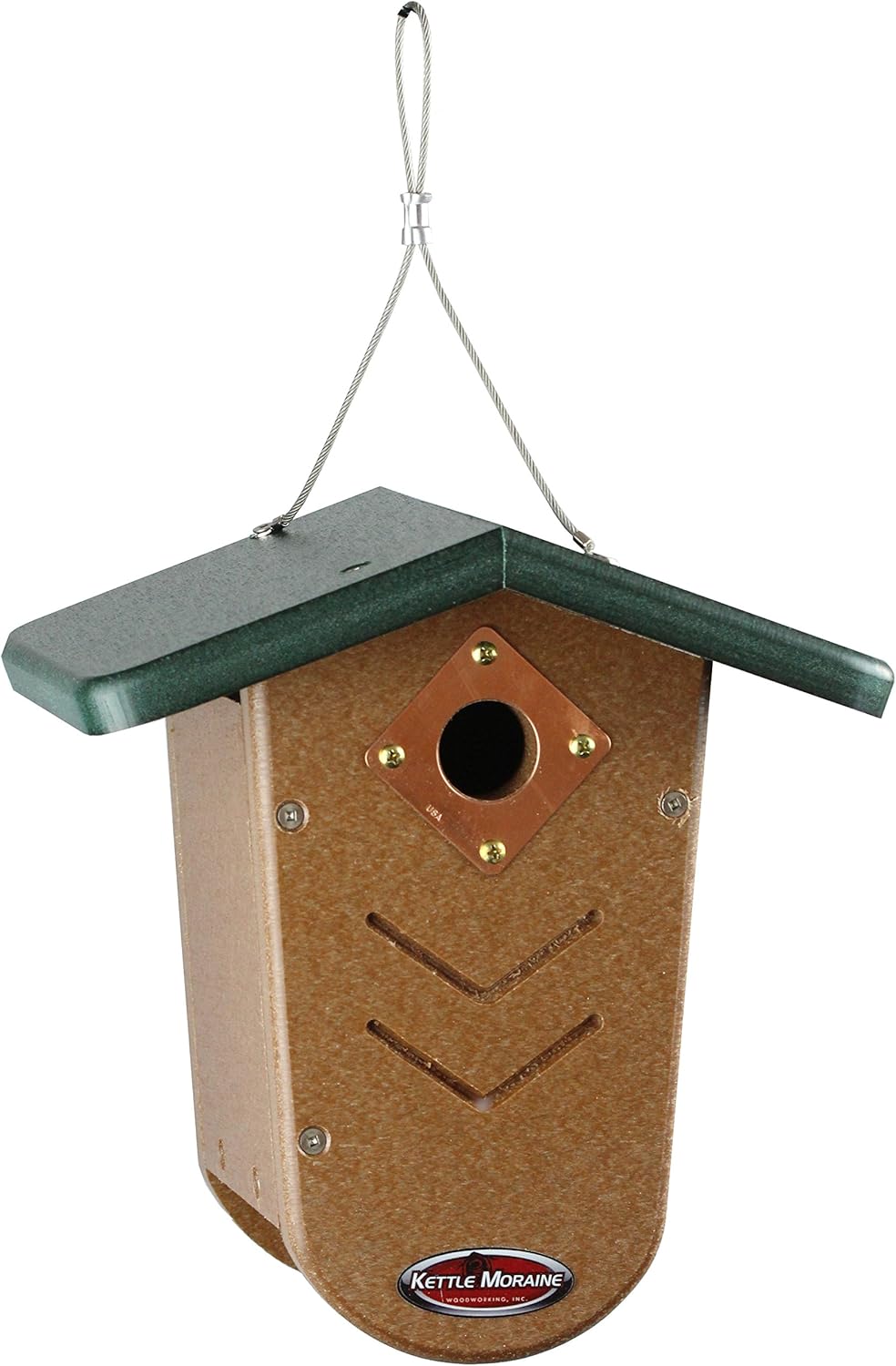 Kettle Moraine Recycled Moraine Bird House Nest Box for Wrens & Chickadees (Green/Chocolate)