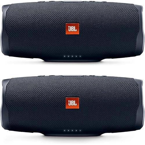 JBL Charge 4 Portable Waterproof Wireless Bluetooth Speaker Bundle - (Pair) Black