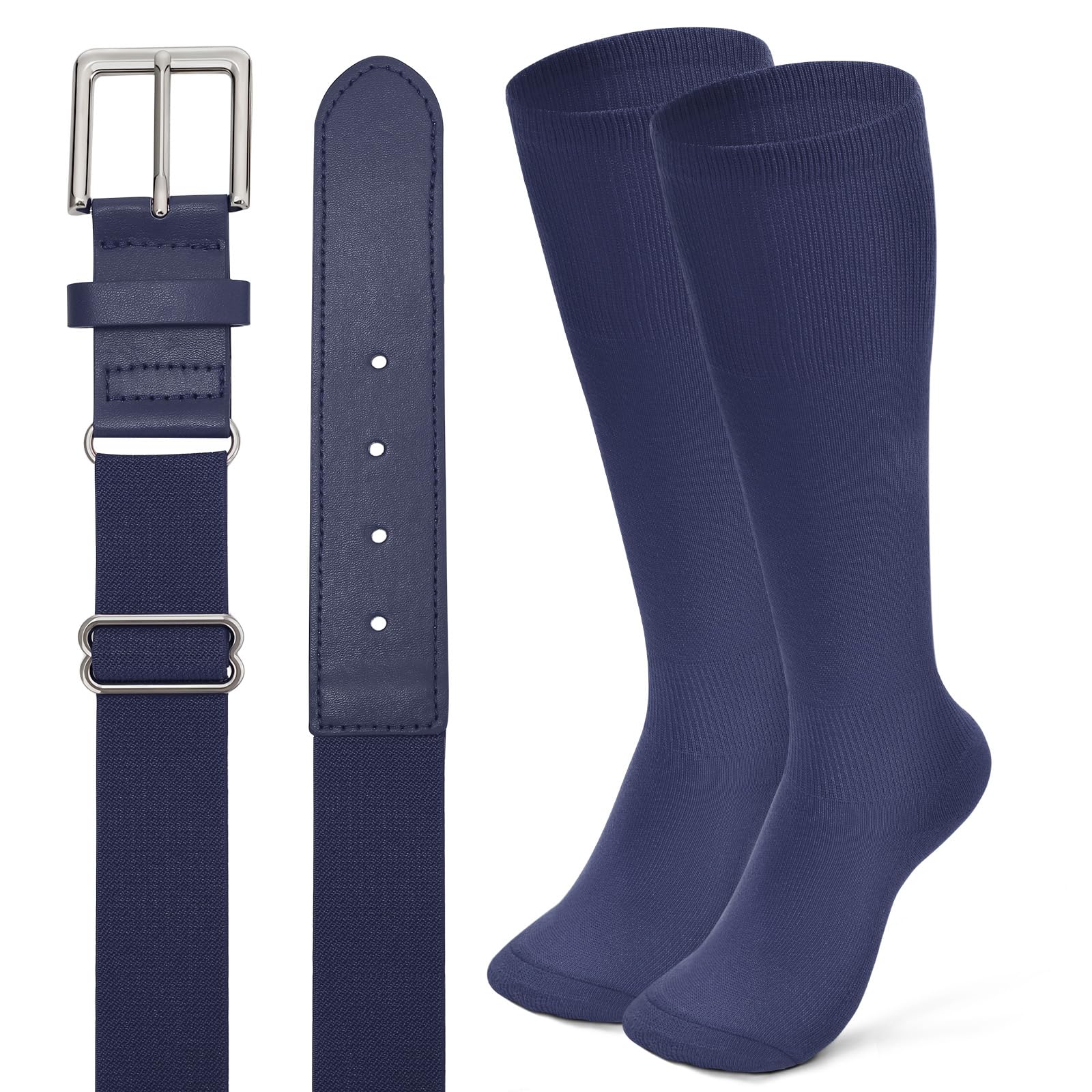 XZQTIVE Baseball Softball Socks and Baseball Softball Belt Combo Set Knee-High Soccer Socks for Kids Youth Adult
