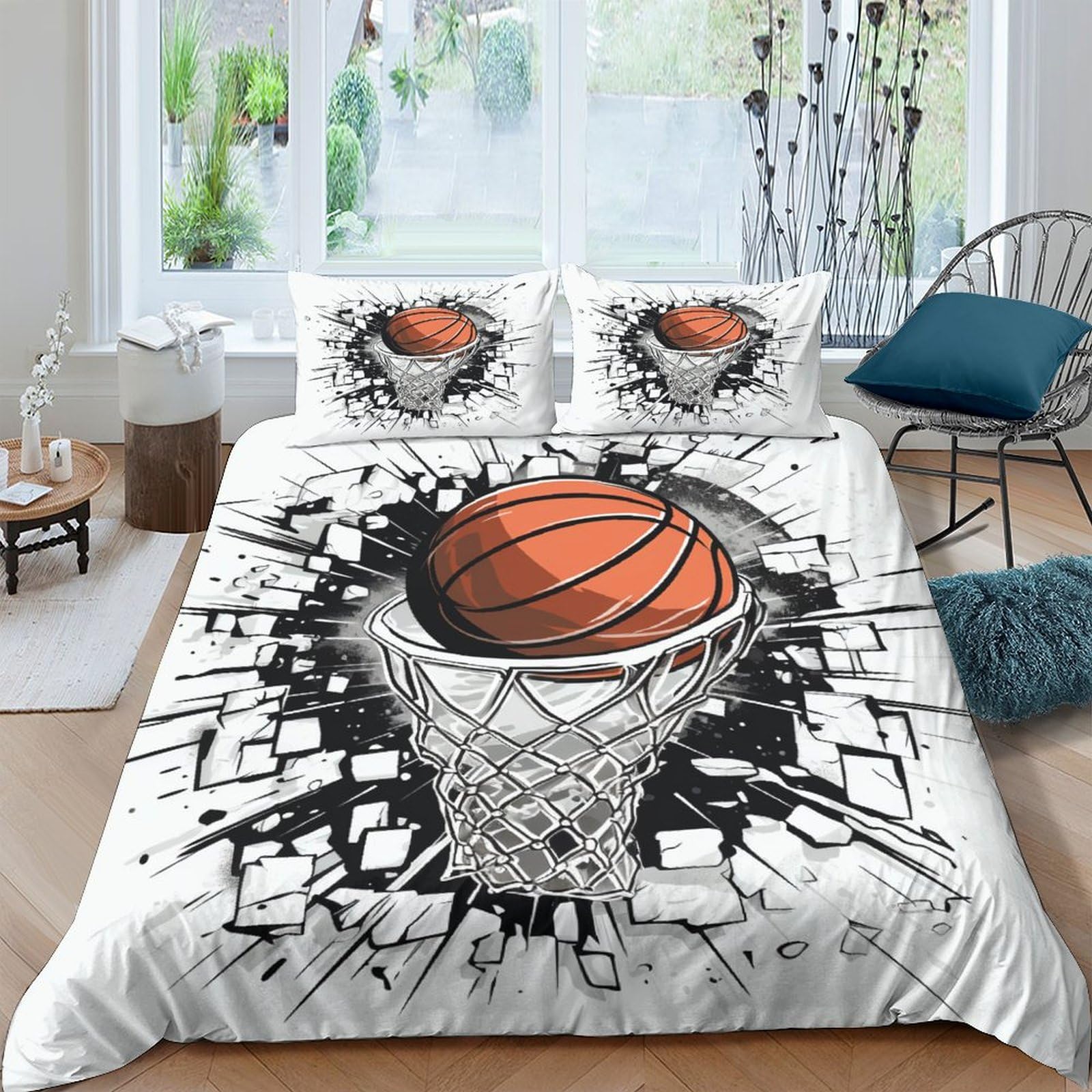Housses de couettes basket-ball artistique imprimé 3D parure de lit microfibre king 220x240